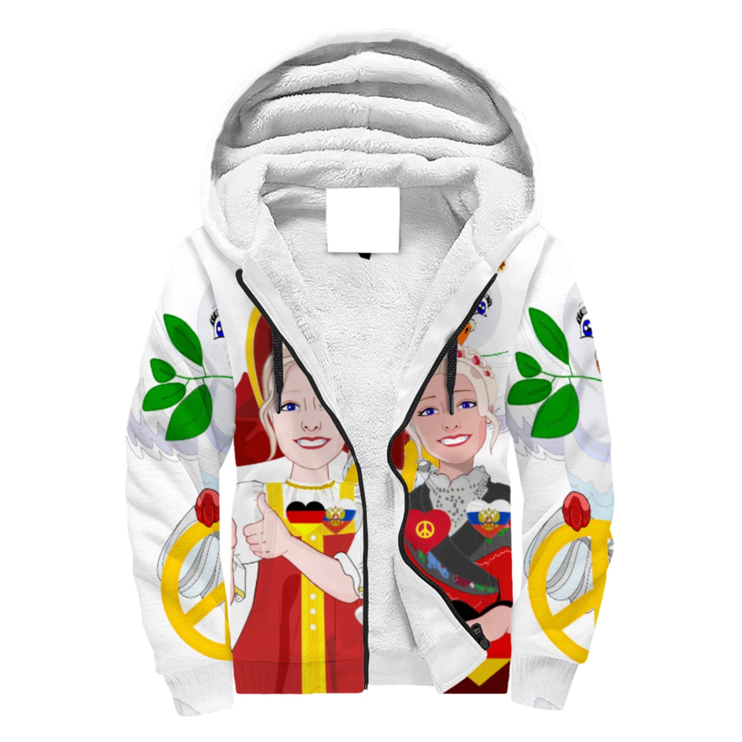 Plush Hoodie GLOBAL FREEDOM UNITED© Women RUSSIA & GERMANY BIG