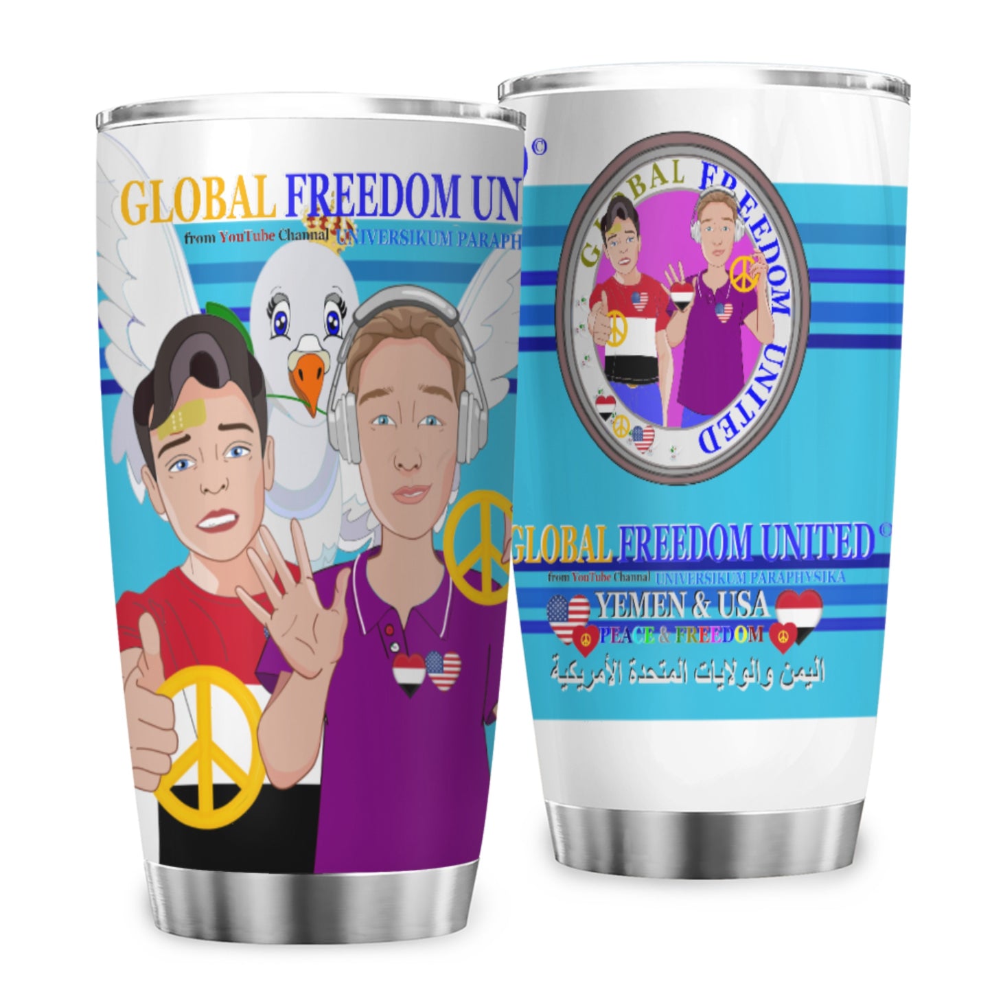 Tumbler GLOBAL FREEDOM UNITED© Men Yemen & USA Blue