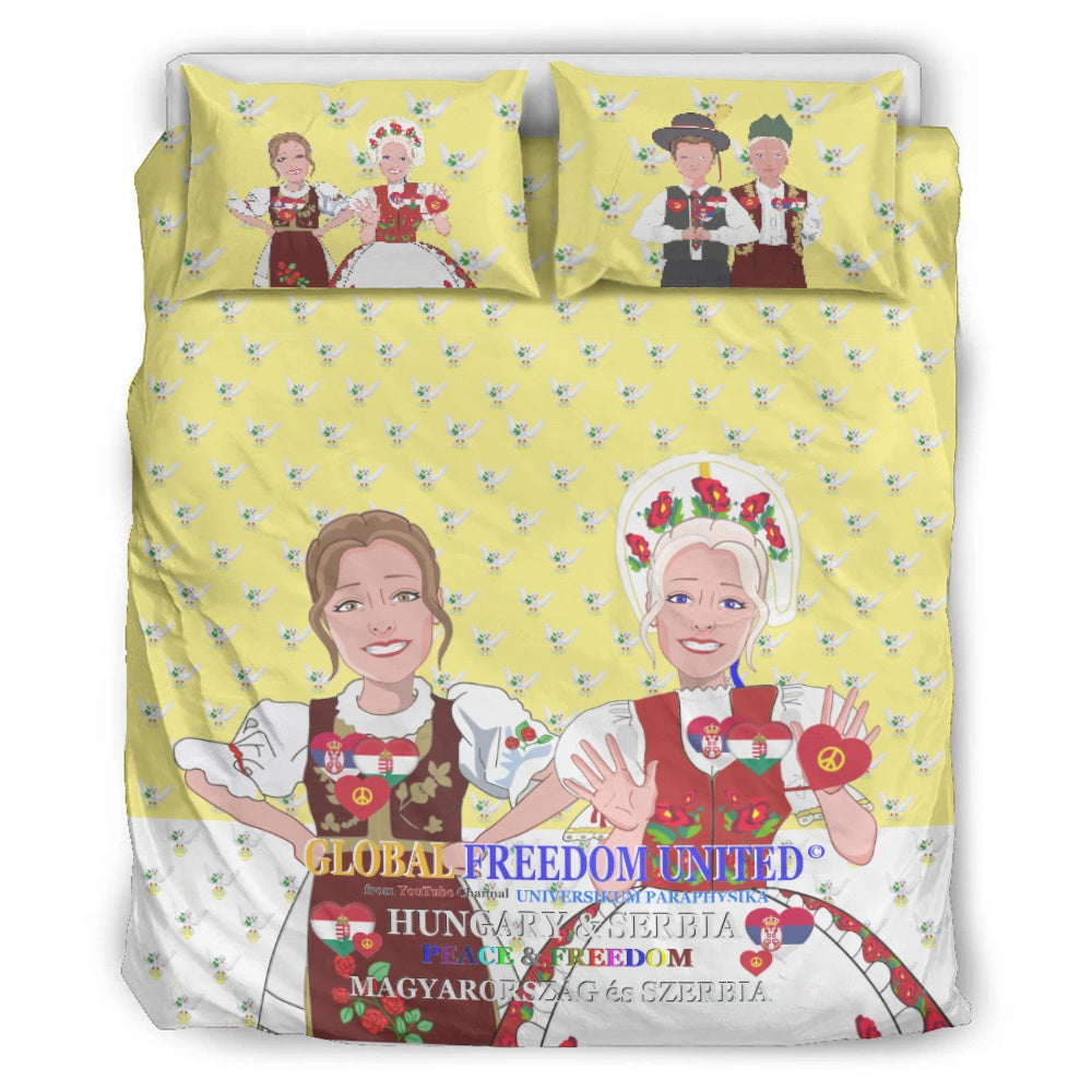 Bed Line GLOBAL FREEDOM UNITED© Women Serbia & Hungary Old Peace Yellow