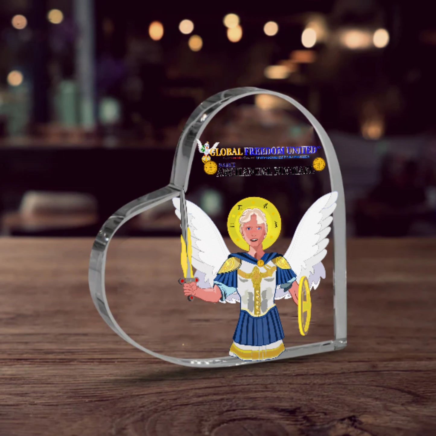 Acryl Heart Global Freedom United Archangel Michael English V1