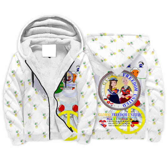 Plush Hoodie GLOBAL FREEDOM UNITED© Women Croatia & Germany Wight