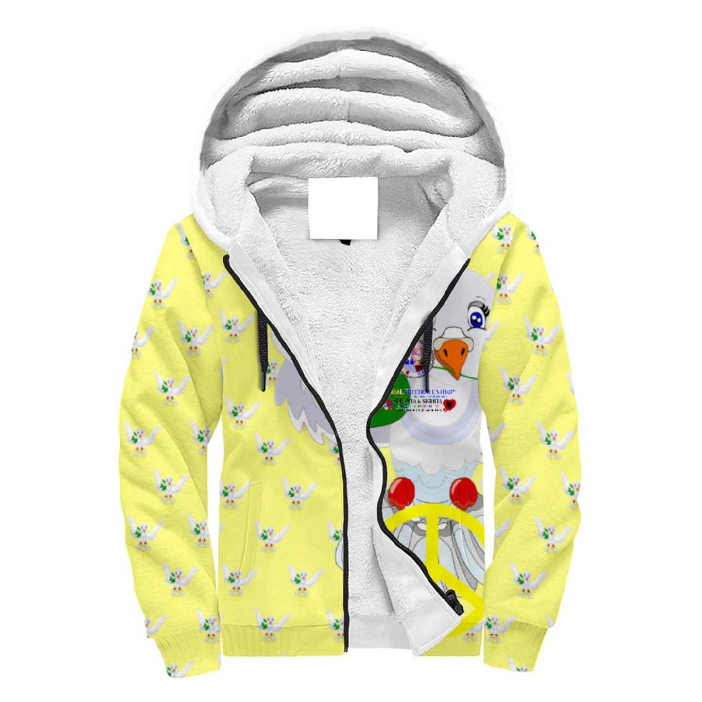 Plush Hoodie GLOBAL FREEDOM UNITED© Women Albania & Serbia Yellow