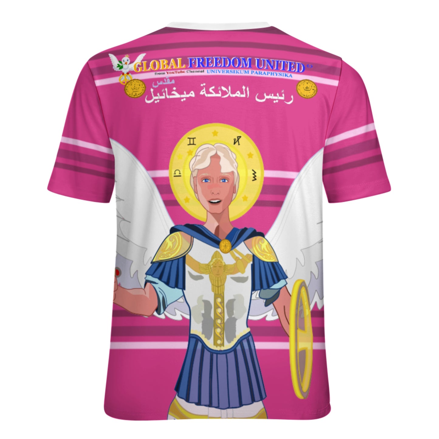 Women´s T-shirt Global Freedom United Archangel Michael Arabic V1 Pink1