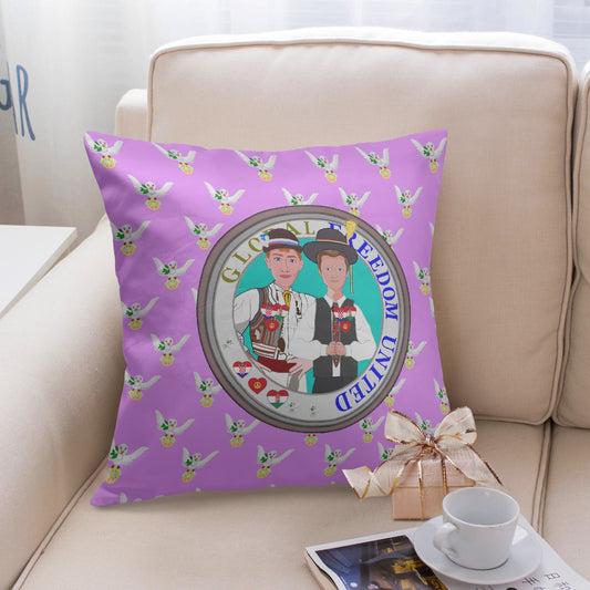 GLOBAL FREEDOM UNITED© Men CROATIA & HUNGARY Lilac 18'' Square Pillow Cover