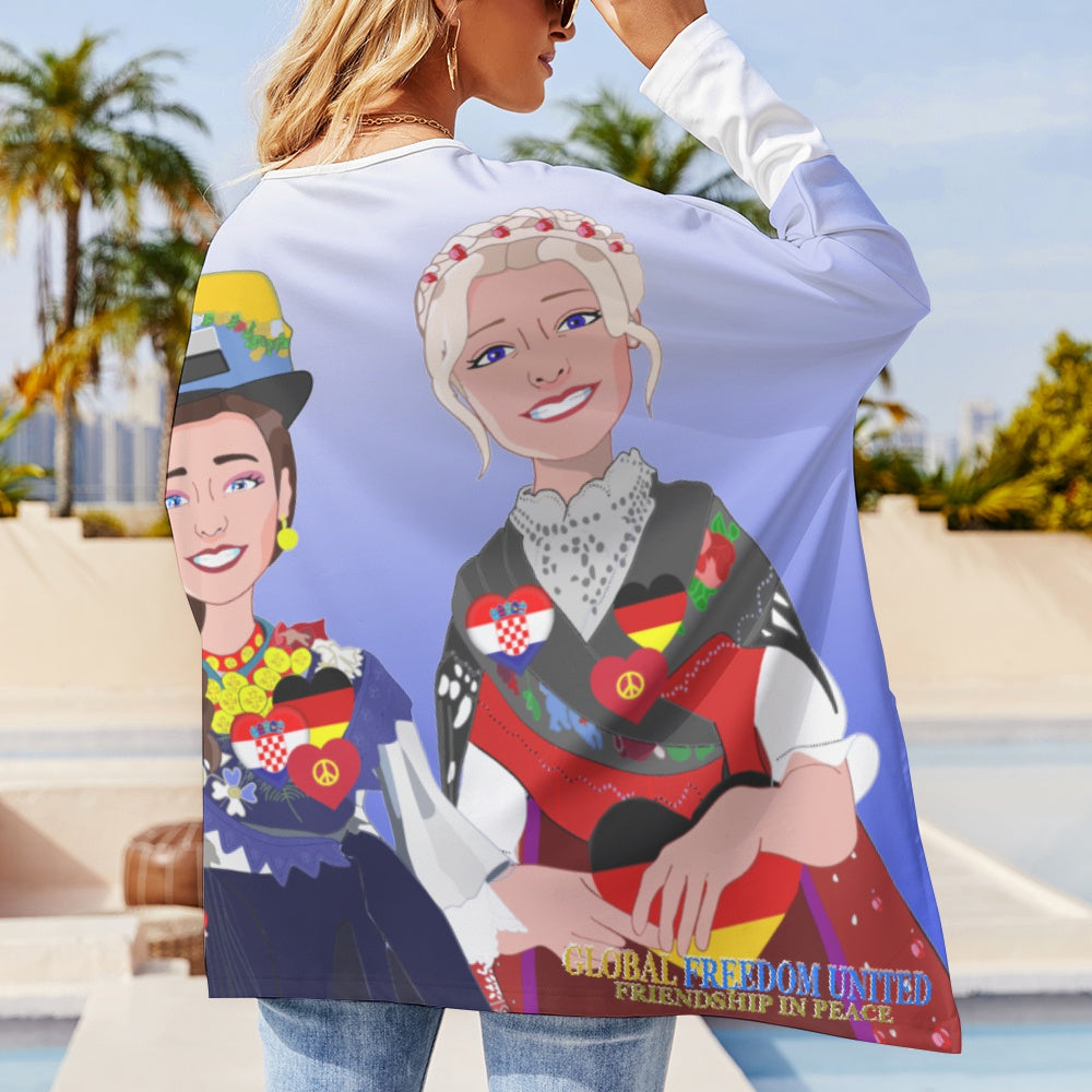 Pullover Long Sleeve T-shirt GLOBAL FREEDOM UNITED© Women Croatia & Germany