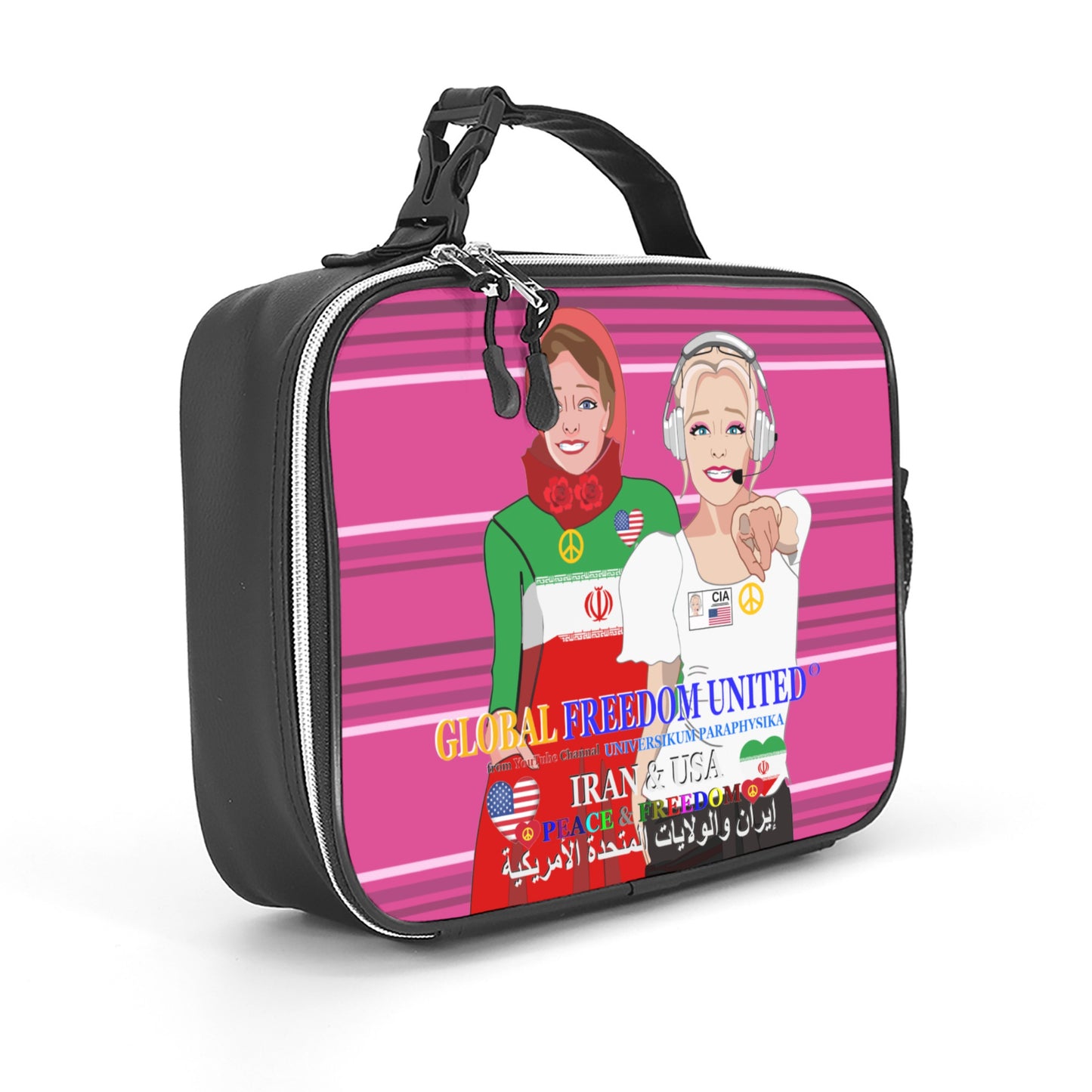 Leather Meal Bag GLOBAL FREEDOM UNITED© Women Iran & USA Pink