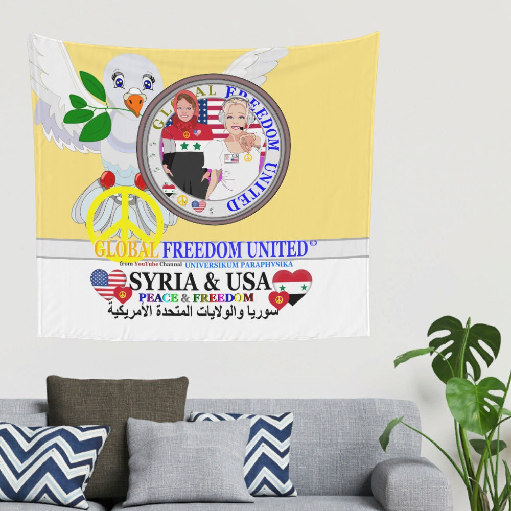 Tapestry Global Freedom United Women Syria & Usa Old Peace Yellow
