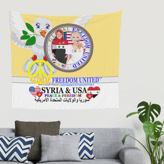Tapestry Global Freedom United Women Syria & Usa Old Peace Yellow