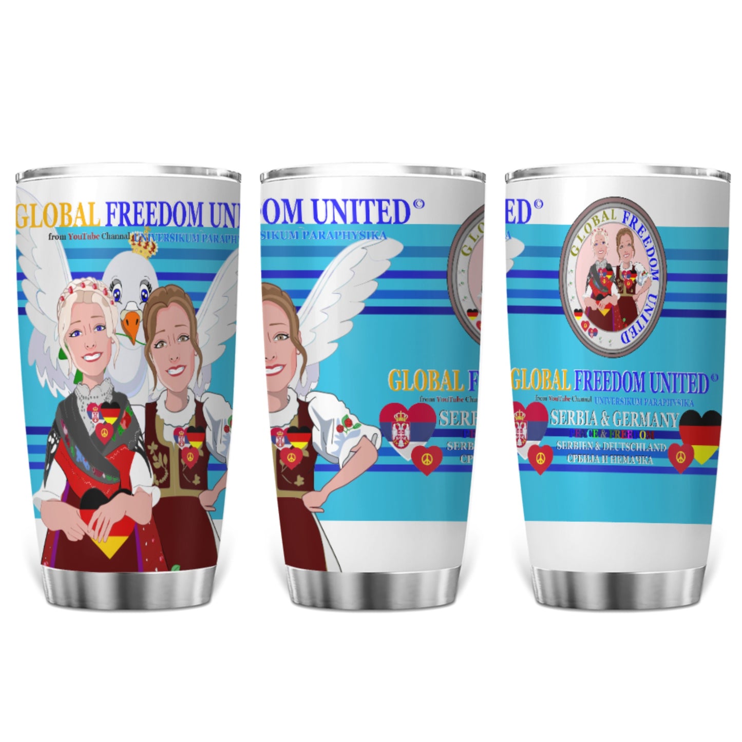 Tumbler GLOBAL FREEDOM UNITED© Women Serbia & Germany Blue