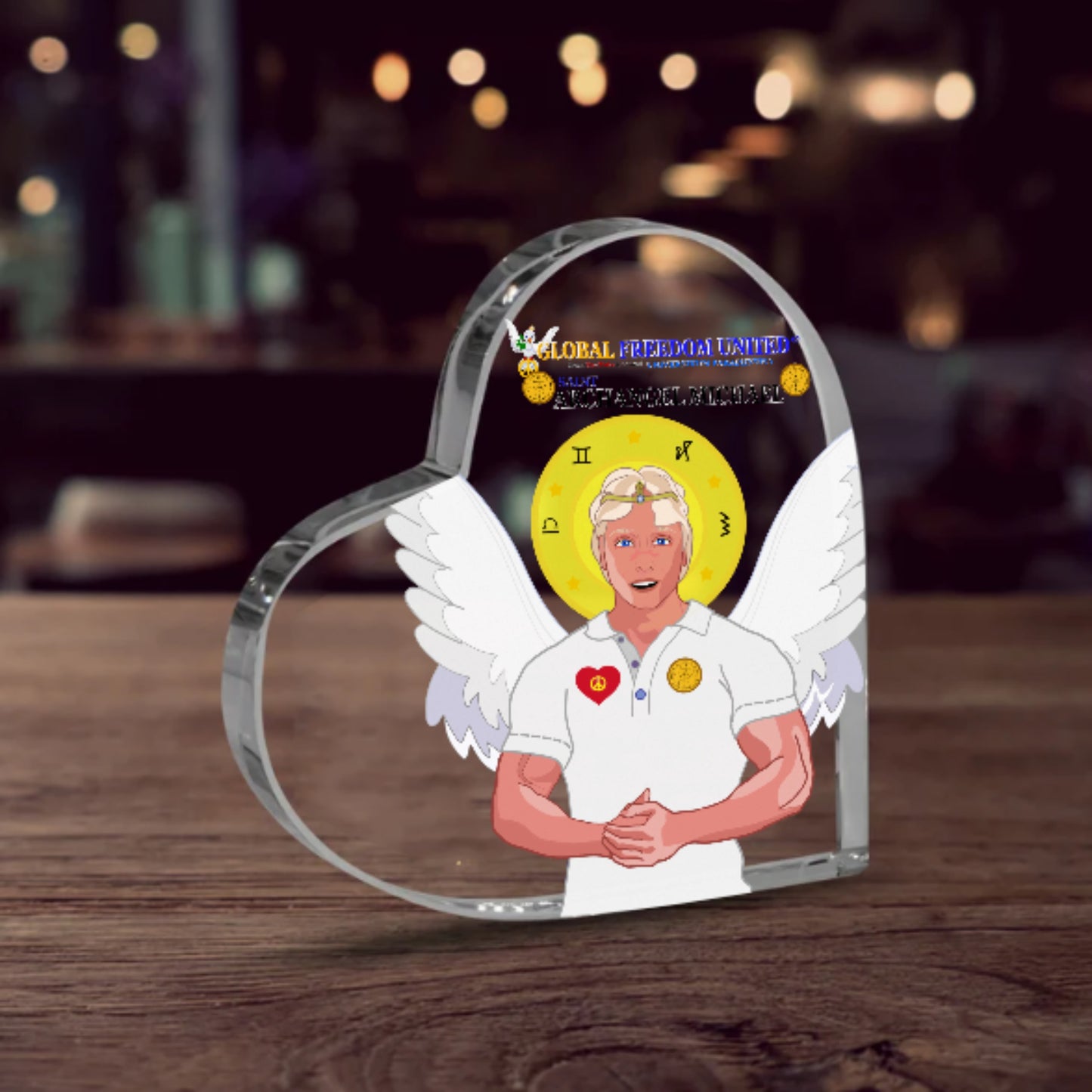 Acryl Heart Global Freedom United Archangel Michael English V3