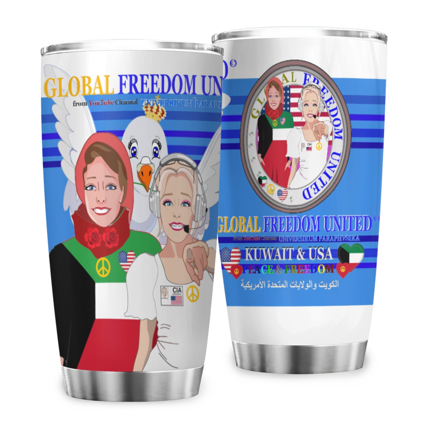 Tumbler Global Freedom United Women Kuwait & Usa Old Peace Deep Blue