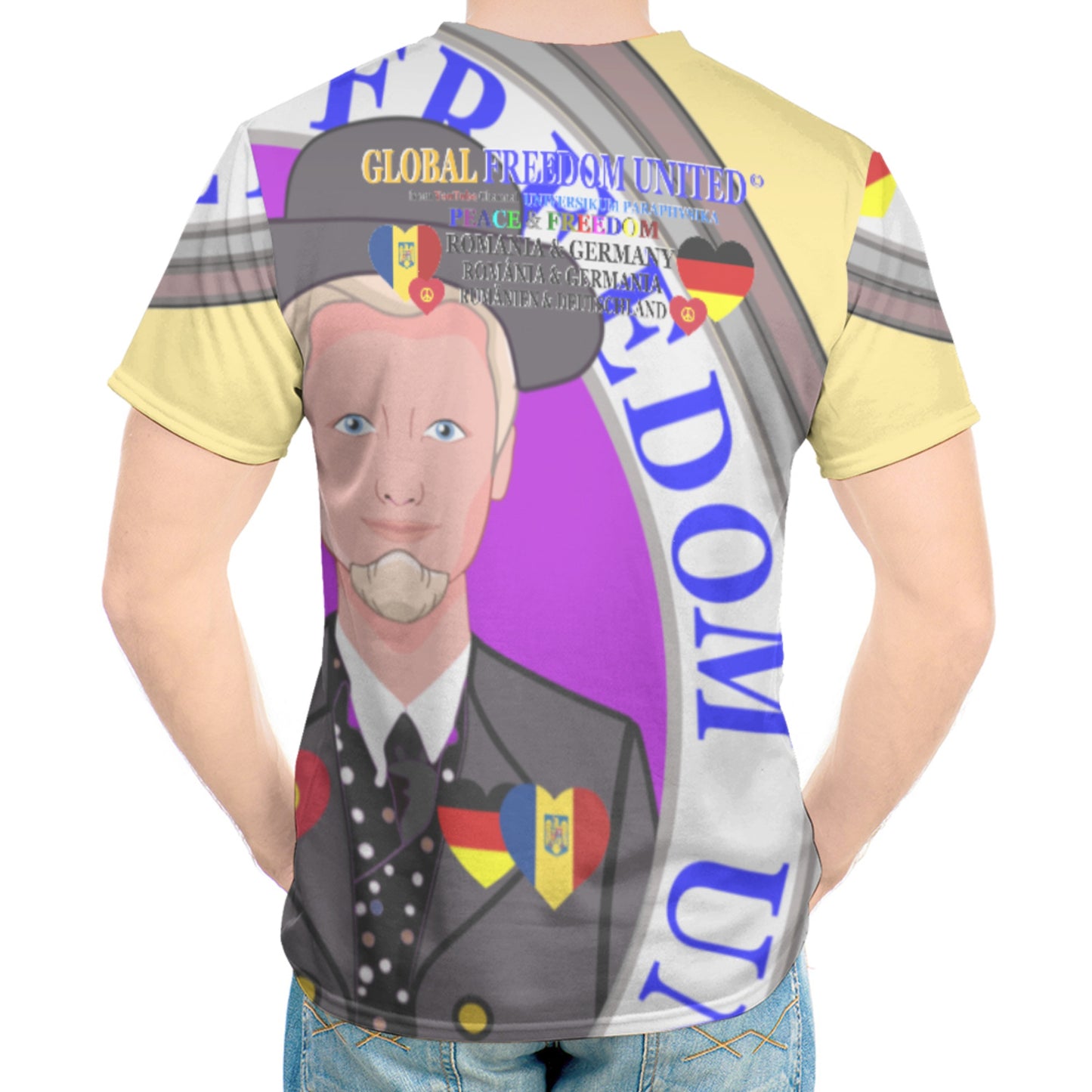 Men´s T-shirt GLOBAL FREEDOM UNITED© Men Romania & Germany Yellow