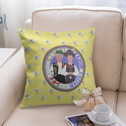 GLOBAL FREEDOM UNITED© Men SERBIA & HUNGARY YELLOW 18'' Square Pillow Cover