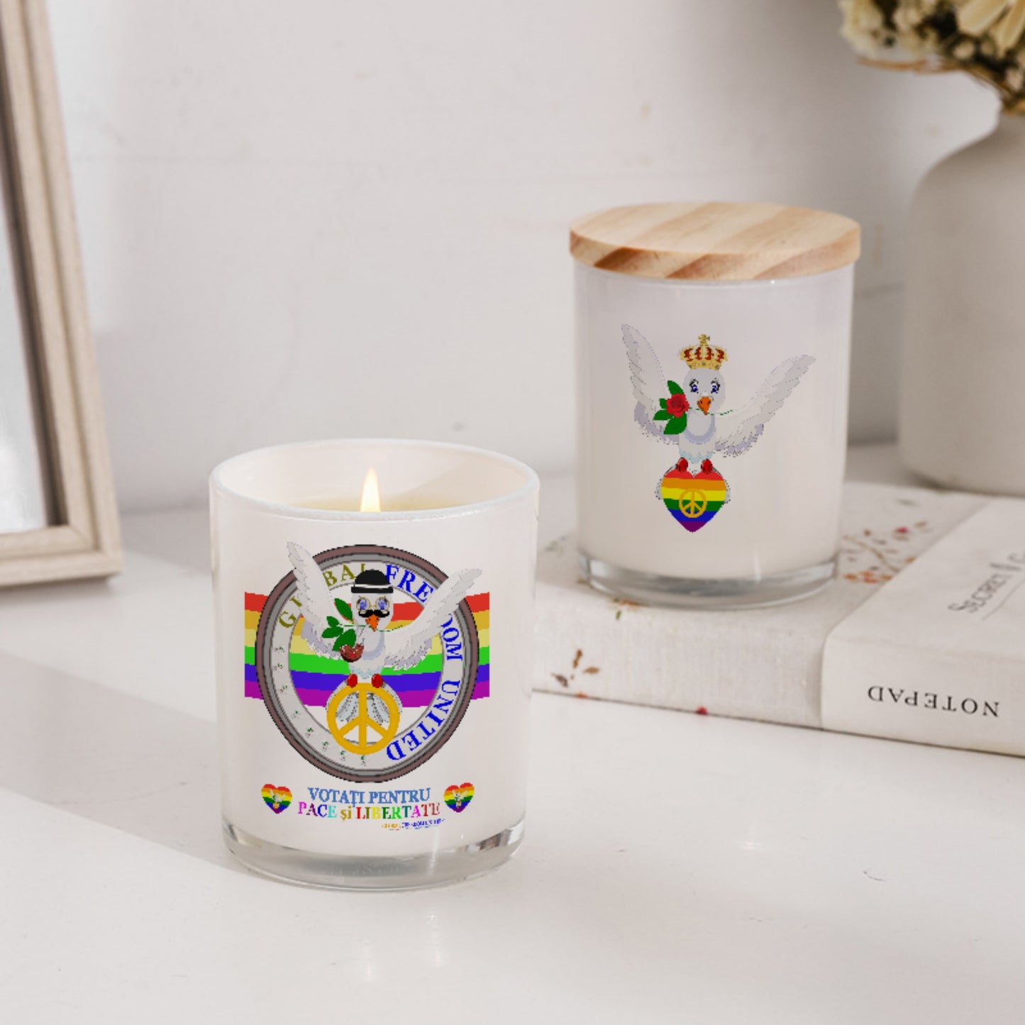 Scented Soy Candle Global Freedom United Dove Of Peace  Romania