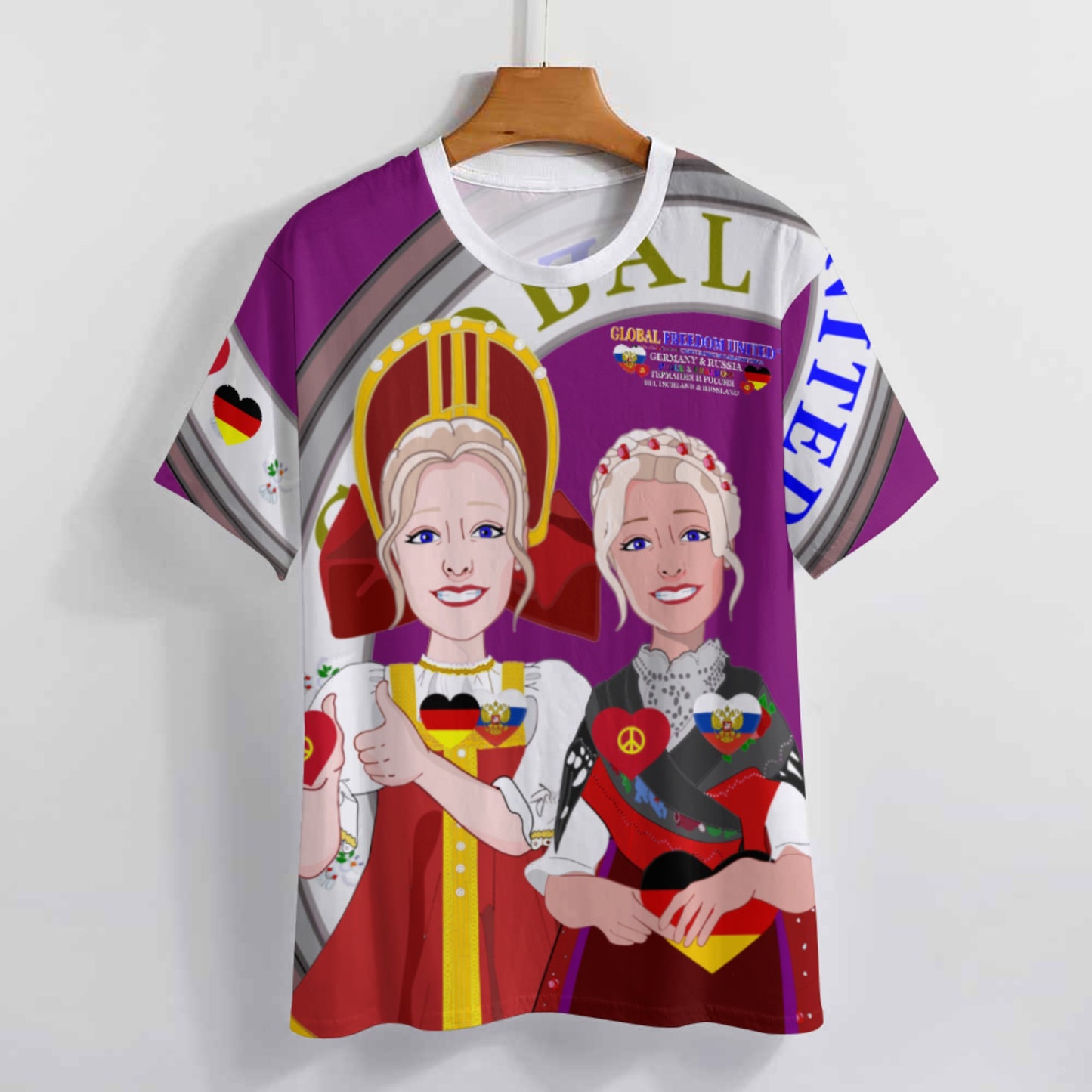 Women´s T-shirt 3 GLOBAL FREEDOM UNITED© Women RUSSIA & GERMANY Lilac