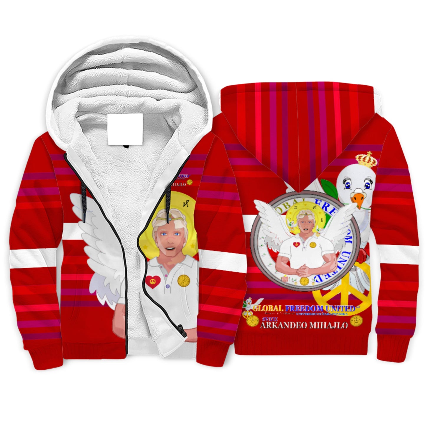 Plush Hoodie Global Freedom United Archangel Michael Croatia V2 Red