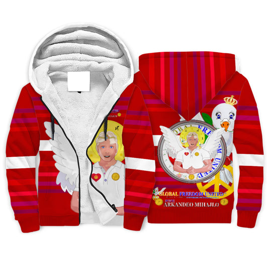 Plush Hoodie Global Freedom United Archangel Michael Croatia V2 Red