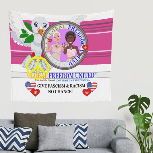 Tapestry GLOBAL FREEDOM UNITED© Women Anti Fascism & Racism USA Pink