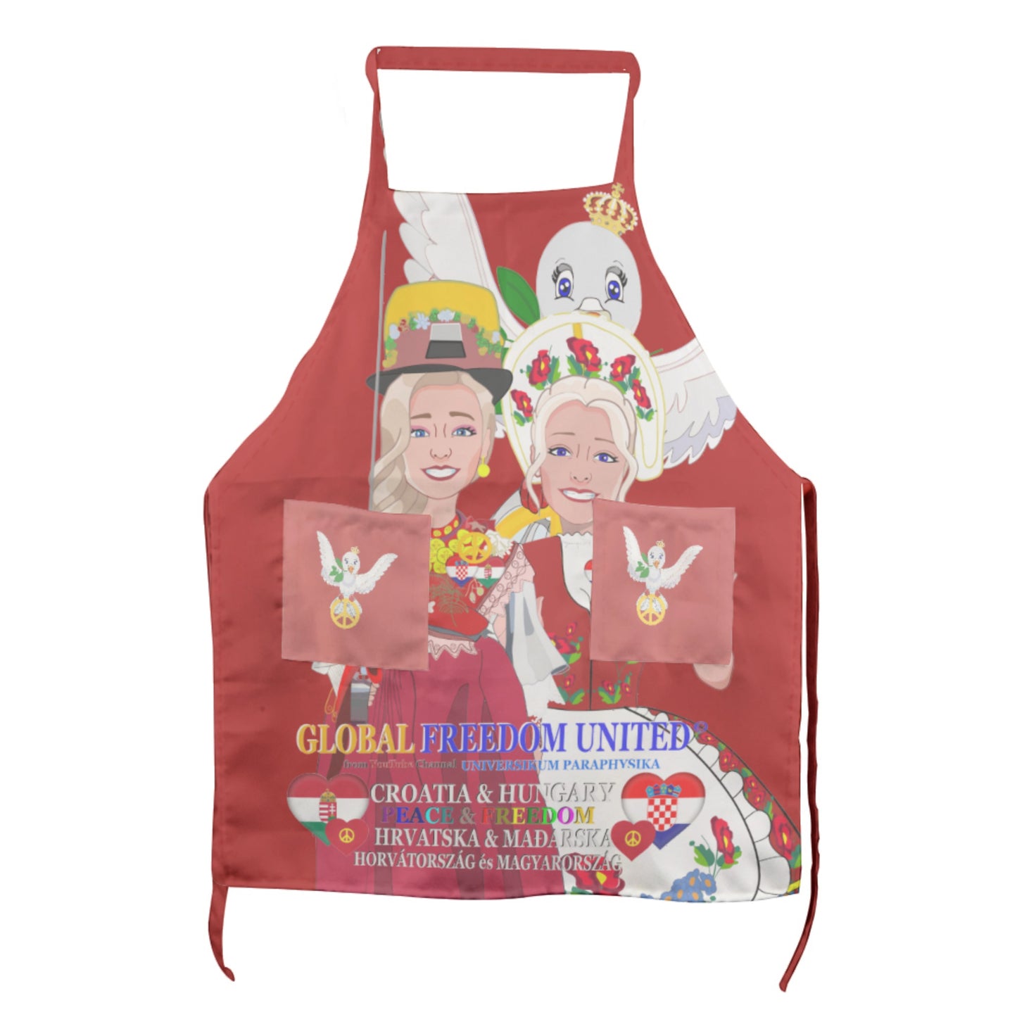 Apron GLOBAL FREEDOM UNITED© Women Croatia & Hungary Red