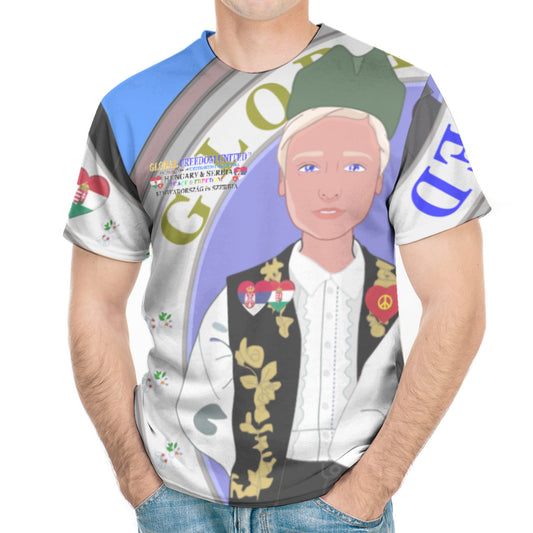Men´s T-shirt GLOBAL FREEDOM UNITED© Men Serbia & Hungary Blue