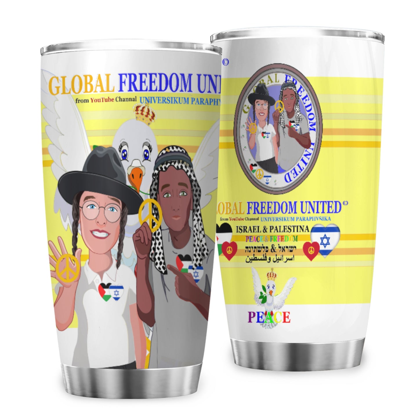 Tumbler Global Freedom United Men Palestina & Israel Yellow