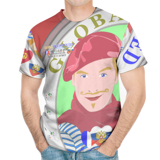 Men´s T-shirt GLOBAL FREEDOM UNITED© French & Russia Old Peace Red Version 2