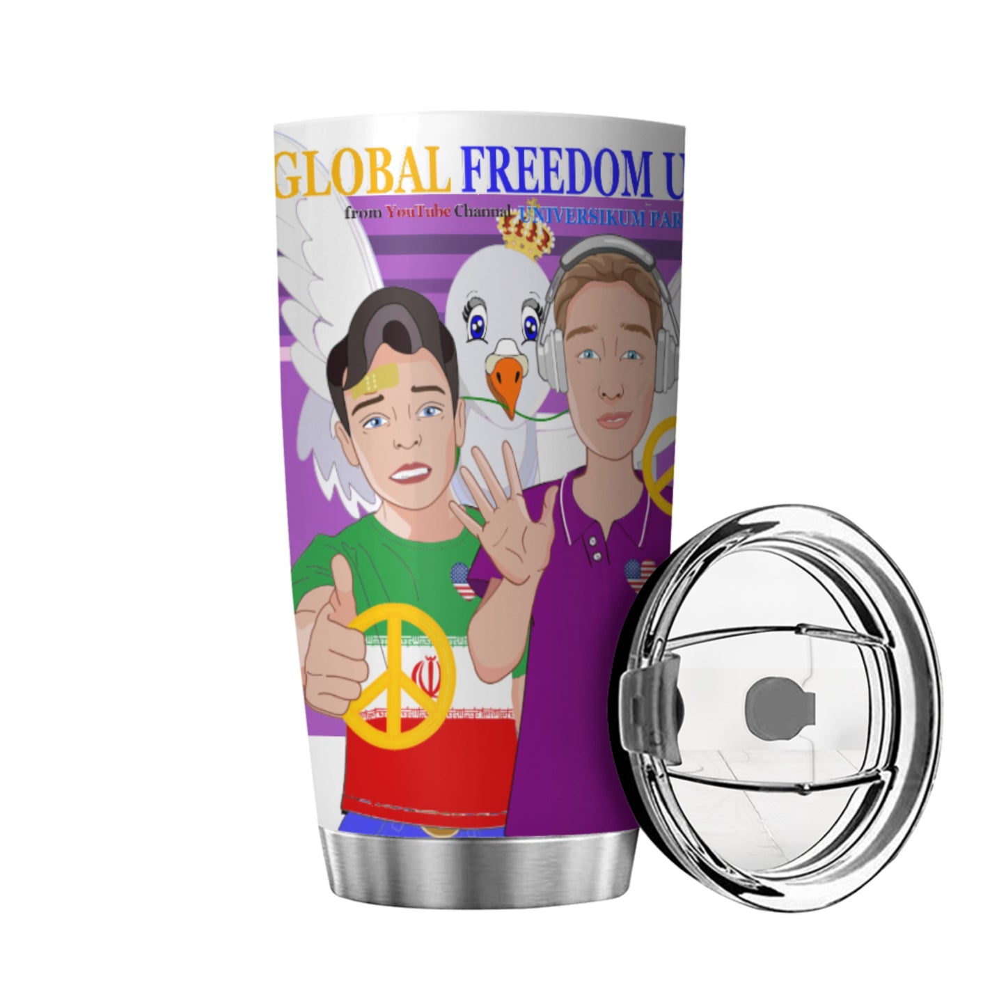 Tumbler GLOBAL FREEDOM UNITED© Men Iran & USA  Lilac