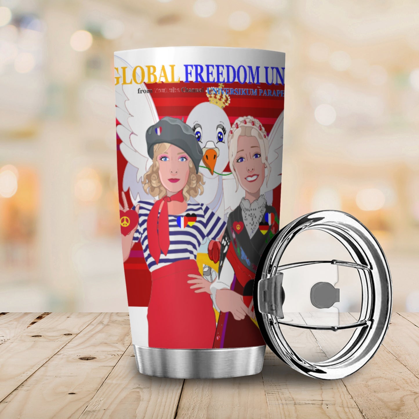 Tumbler Global Freedom United Women French & Germany Old Peace Red