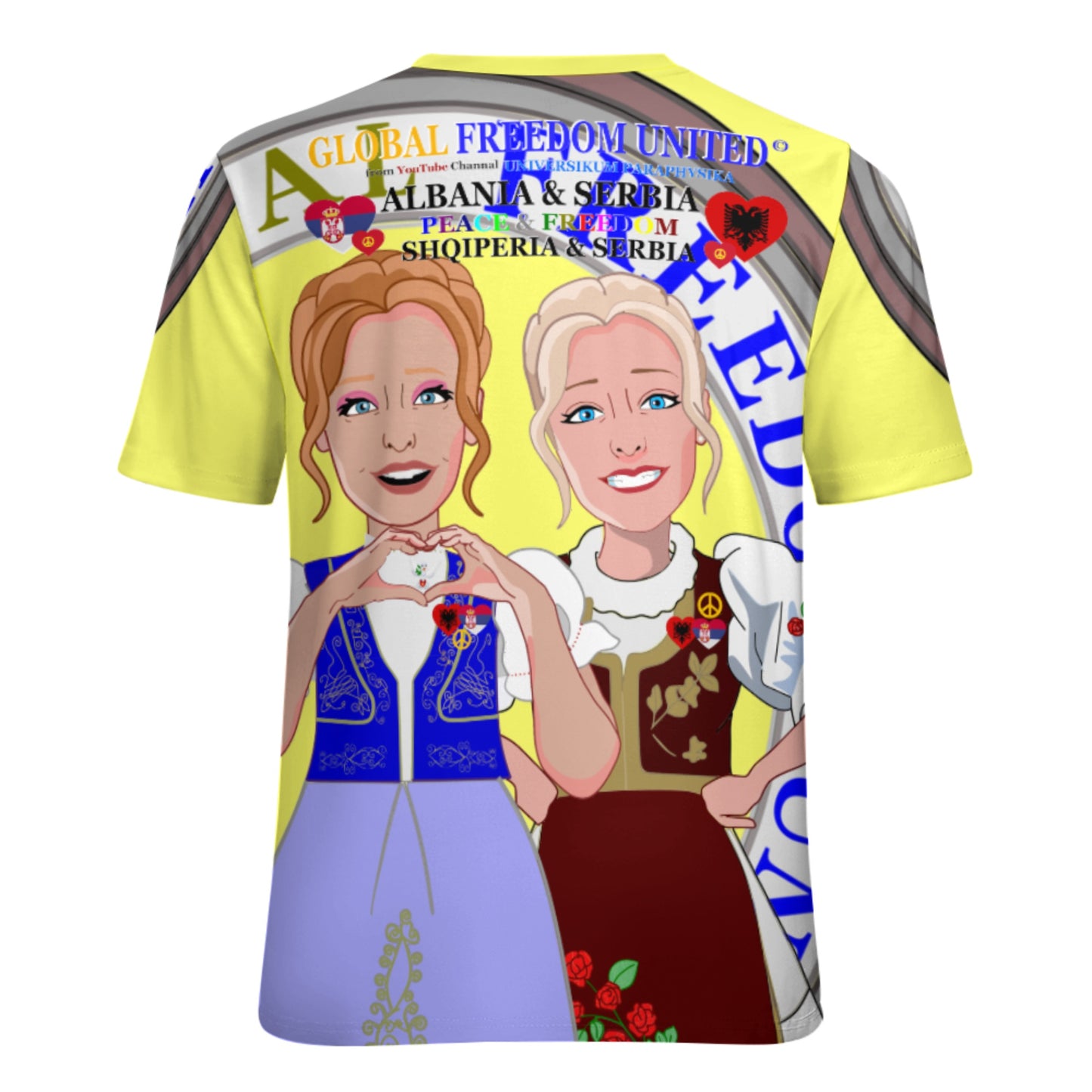 Women´s T-shirt 3 GLOBAL FREEDOM UNITED© Women Albania & Serbia Yellow