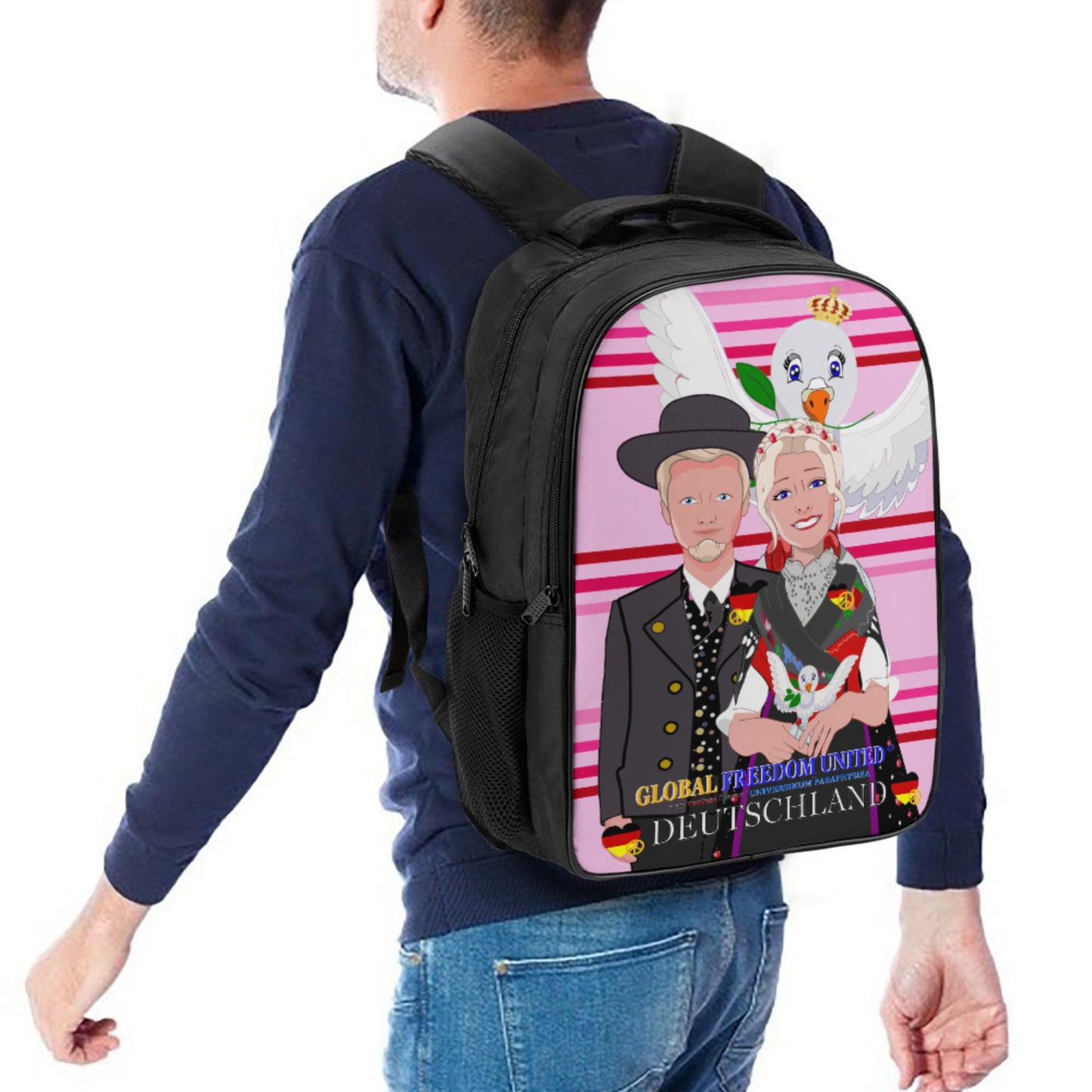 Backpack 16 Inch 2 Compartment Global Freedom United Couple Edition Germany V2 Pink2