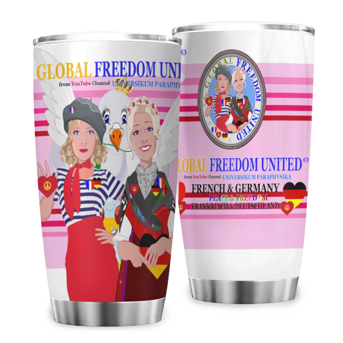 Tumbler Global Freedom United Women French & Germany Old Peace Pink 2