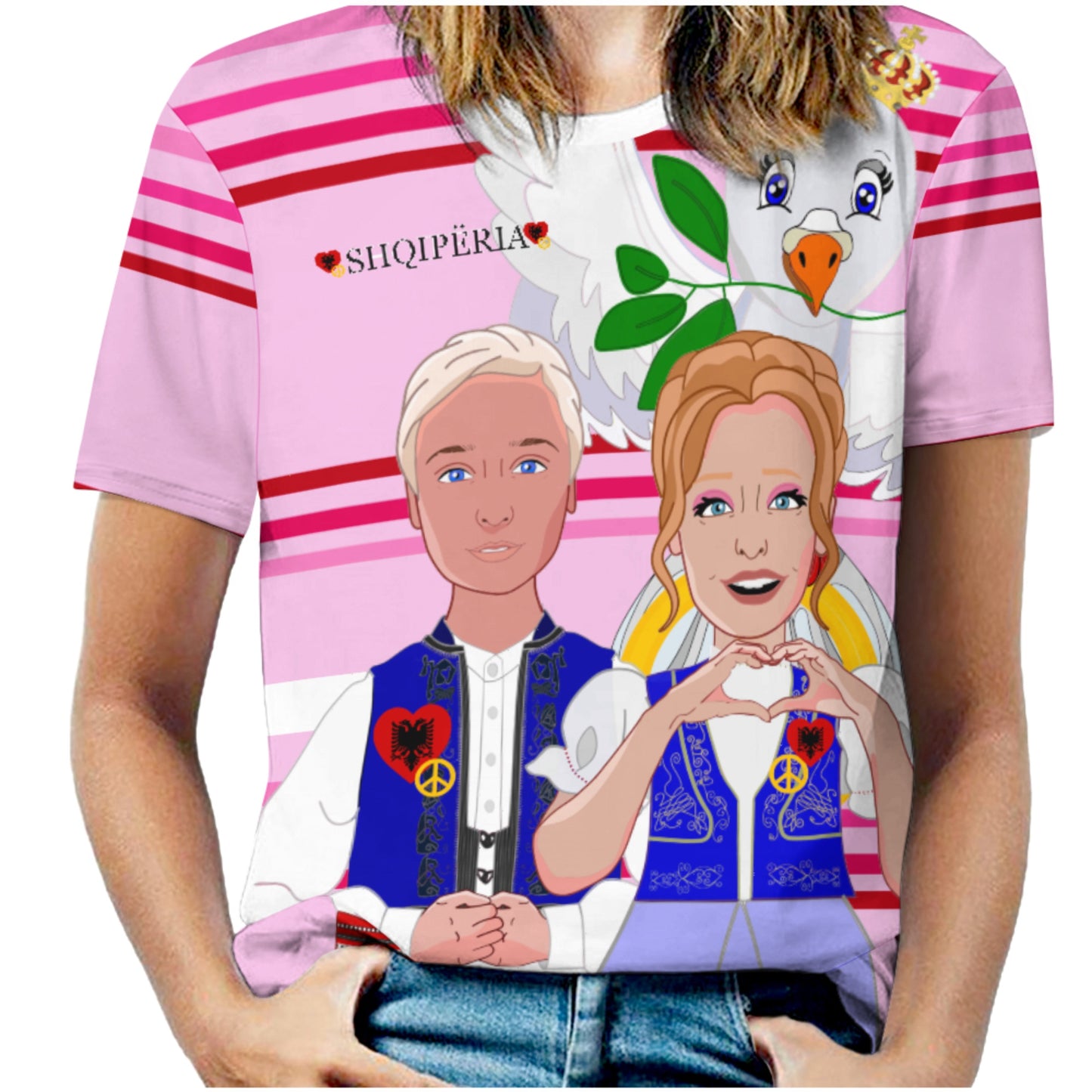 Women´s T-shirt 3 GLOBAL FREEDOM UNITED© Couple Edition Albania Pink2