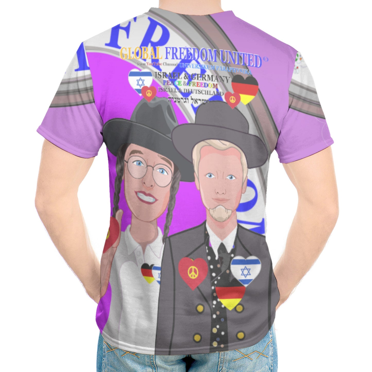 Men´s T-shirt GLOBAL FREEDOM UNITED© Men Israel & Germany Version 2 Lilac