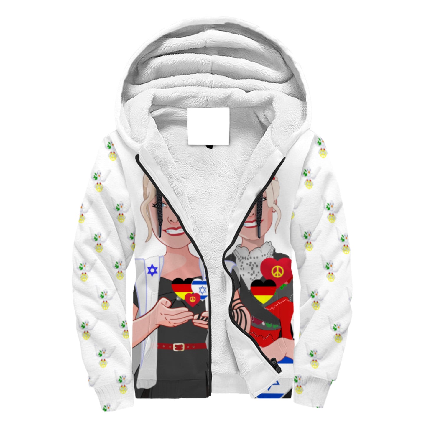 Plush Hoodie GLOBAL FREEDOM UNITED© Women Israel & Germany Old Peace Big