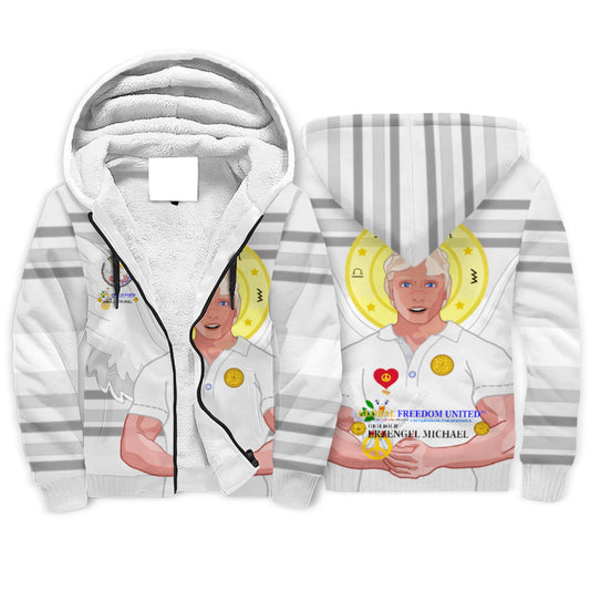 Plush Hoodie Global Freedom United Archangel Michael German Grey