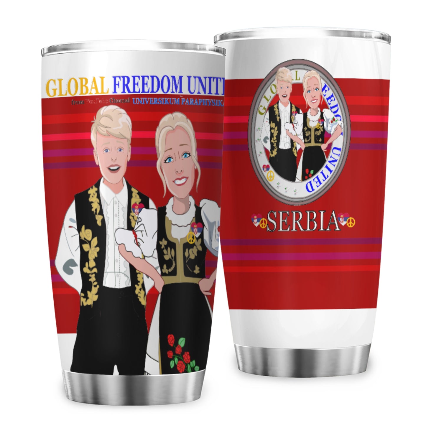 Tumbler Global Freedom United Couple Edition Serbia Black Red