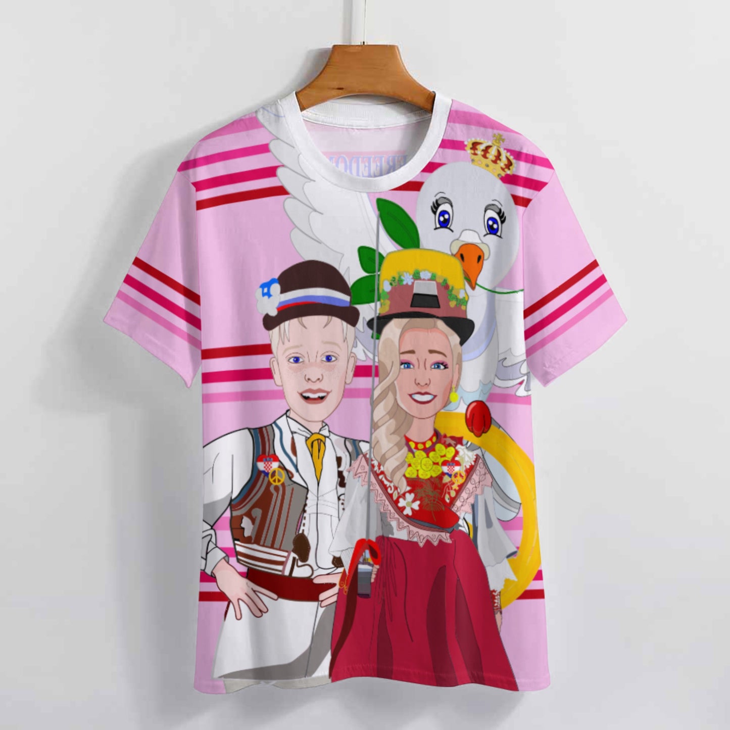 Women´s T-shirt 2 Global Freedom United Couple Edition Croatia  Pink 2
