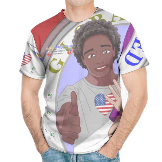 Men´s T-shirt GLOBAL FREEDOM UNITED© Men Anti Fascism & Racism USA Red