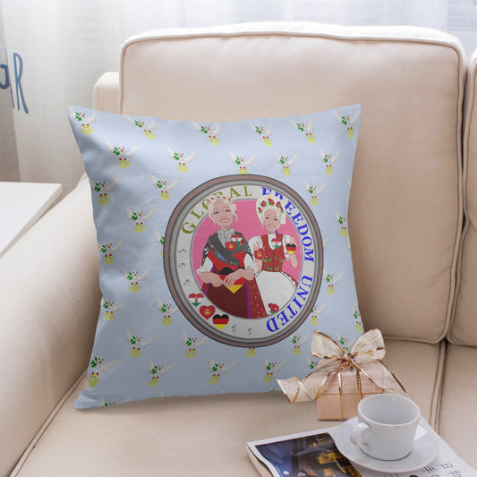 GLOBAL FREEDOM UNITED WOMEN GERMANY & HUNGARY OLD PEACE LIGHT BLUE 18'' Square Pillow Cover