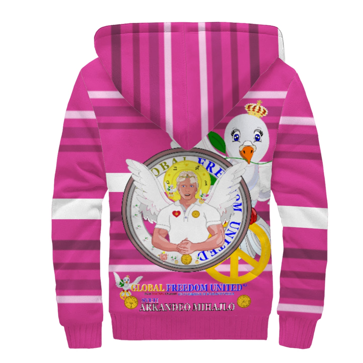 Plush Hoodie Global Freedom United Archangel Michael Croatia V2 Pink1