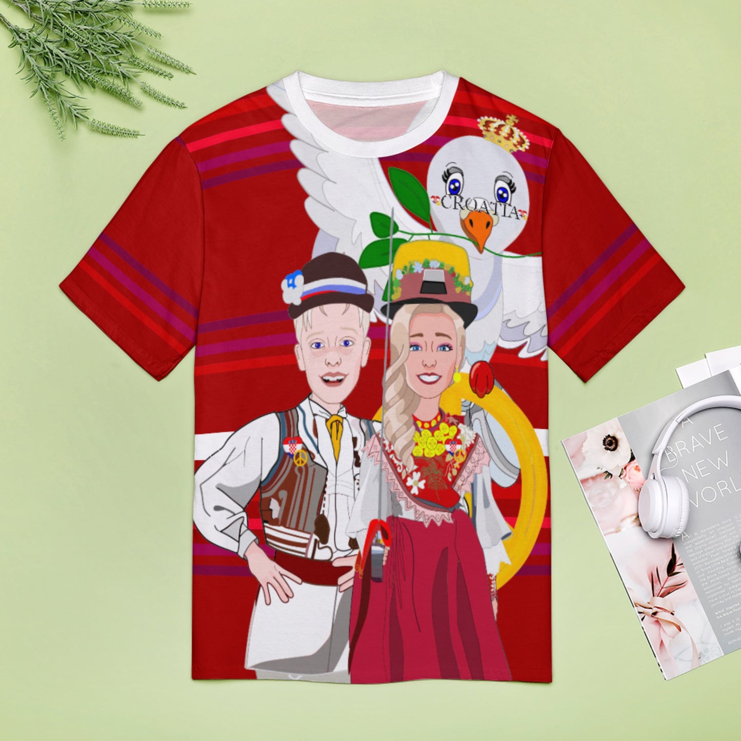 Women´s T-shirt 1 Global Freedom United Couple Edition Croatia Red