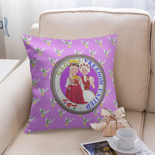 GLOBAL FREEDOM UNITED© Women CROATIA & HUNGARY Lilac 18'' Square Pillow Cover