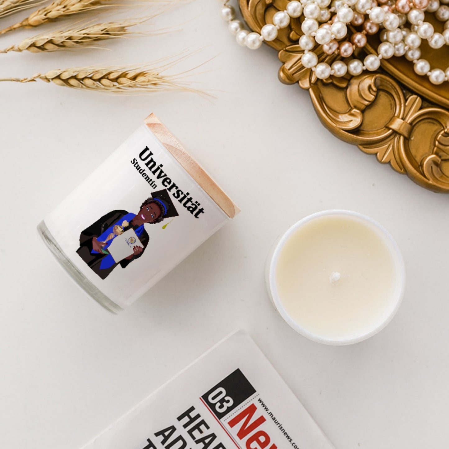 Scented Soy Candle Global Freedom United Afro Student Girl Cooper Place