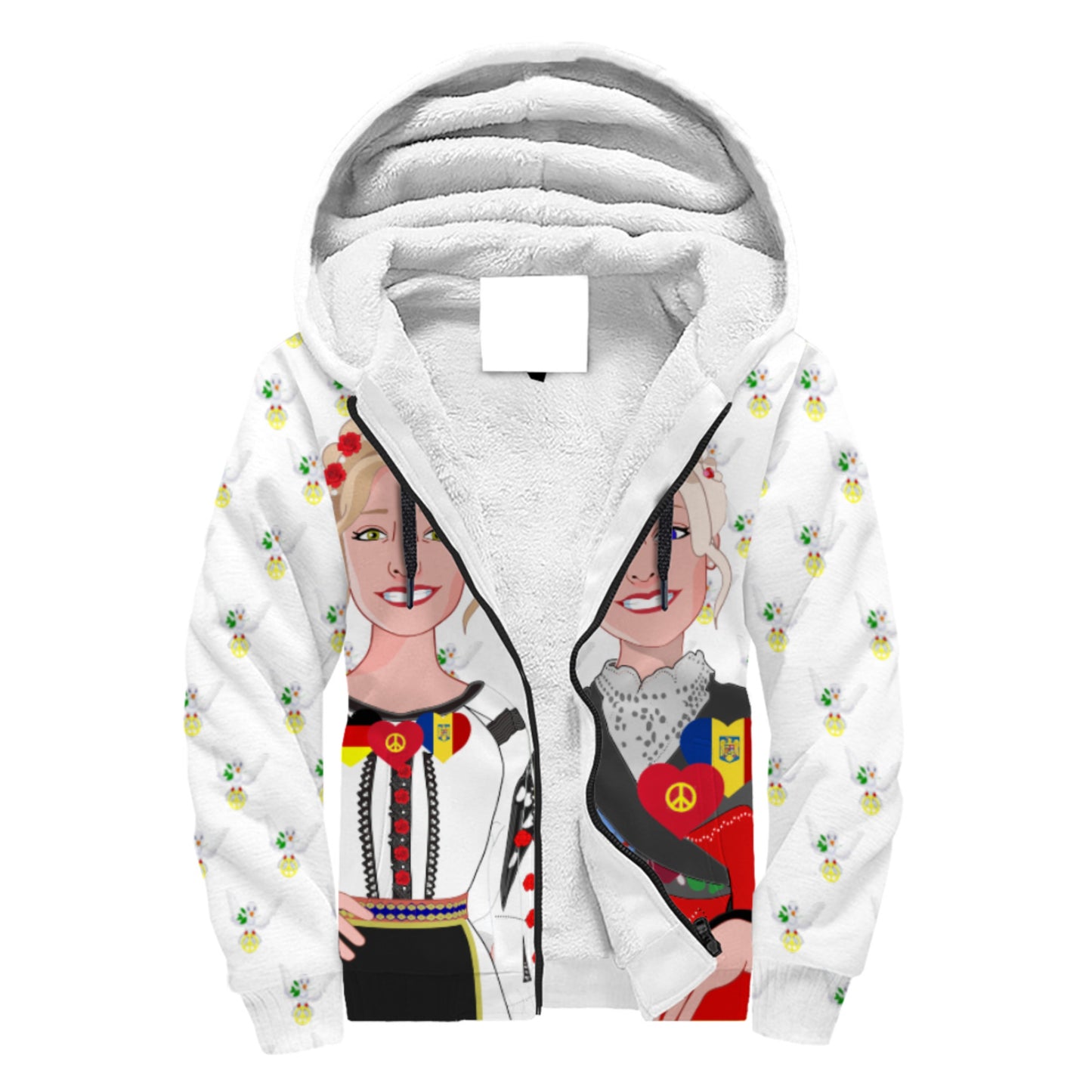 Plush Hoodie GLOBAL FREEDOM UNITED© Women Romania & Germany BIG