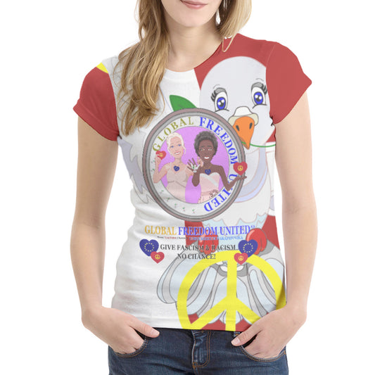 Women´s T-shirt 1 GLOBAL FREEDOM UNITED© Anti Fascism & Racism EU Red