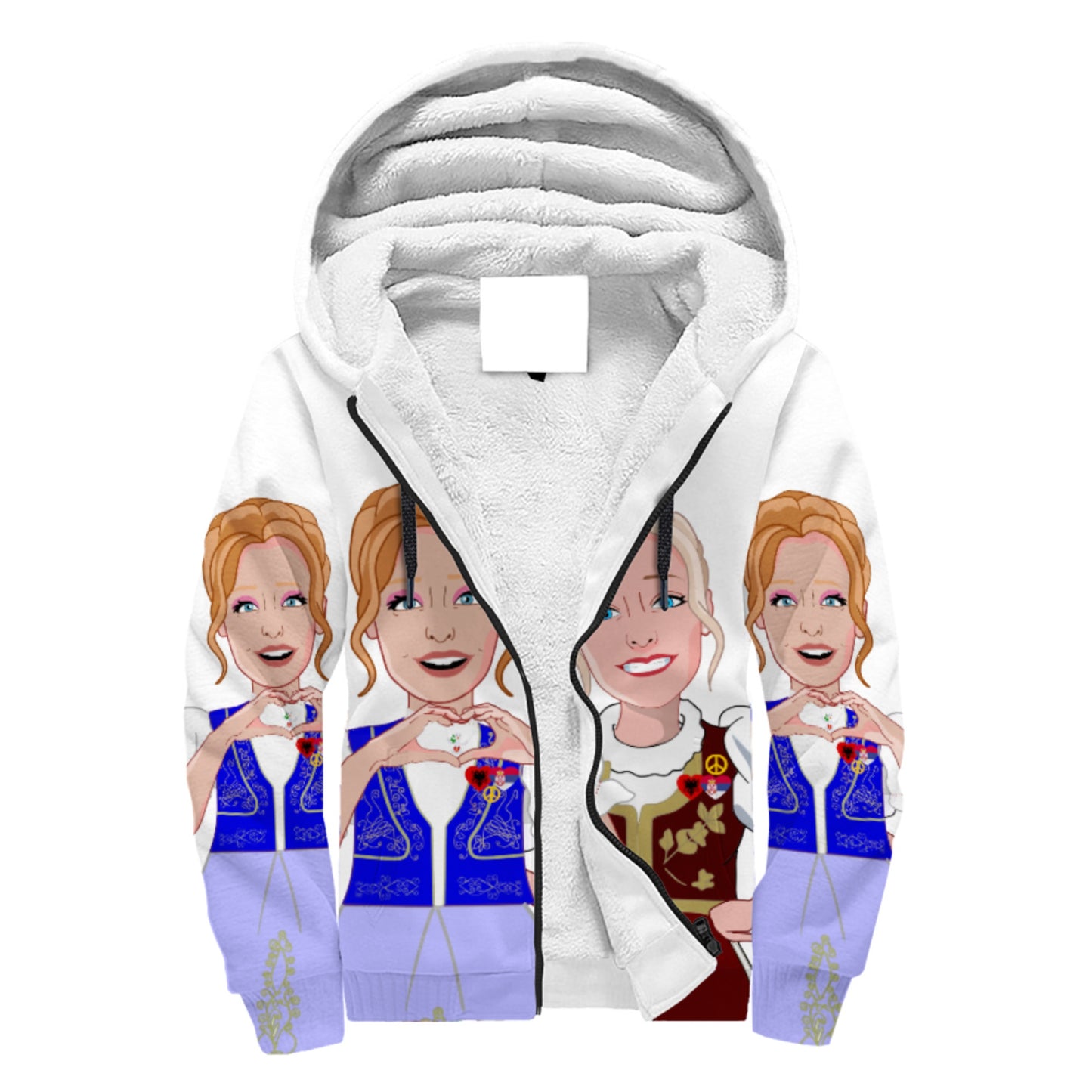 Plush Hoodie 2 GLOBAL FREEDOM UNITED© Women Albania & Serbia BIG