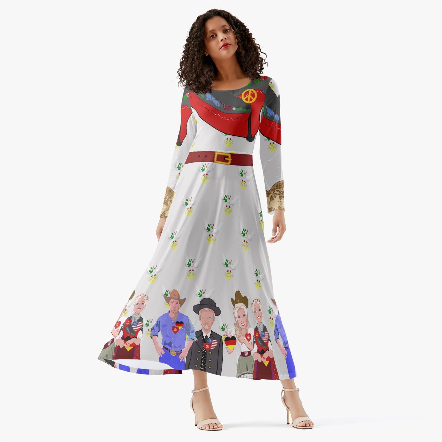 WOMEN´S LONG-SLEEVE ONE-PIECE DRESS GLOBAL FREEDOM UNITED© USA & GERMANY WIGHT