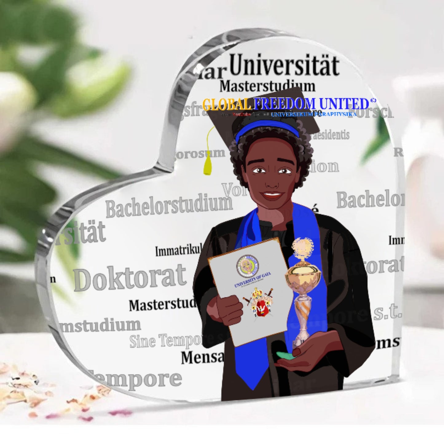 Acryl Heart GLOBAL FREEDOM UNITED© Afro Student Boy Cooper Place