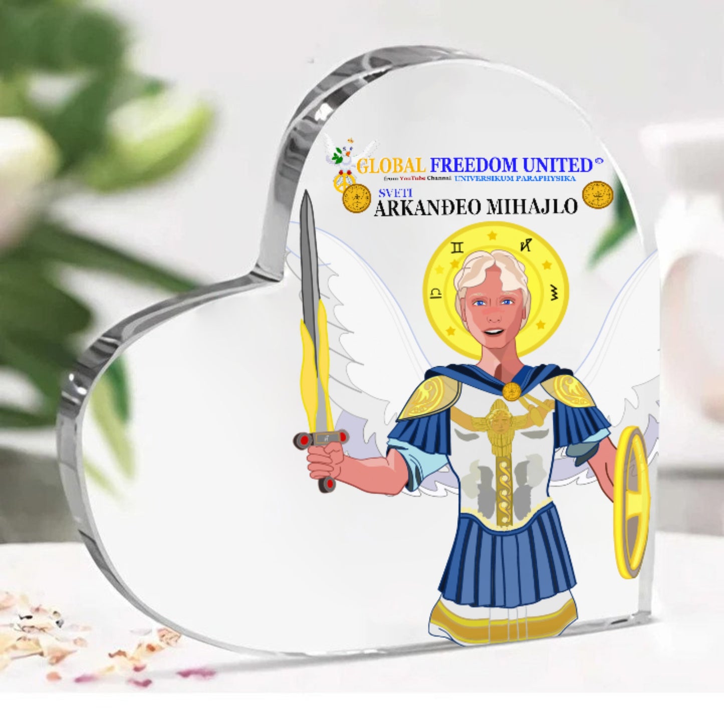 Acryl Heart Global Freedom United Archangel Michael Croatia V1