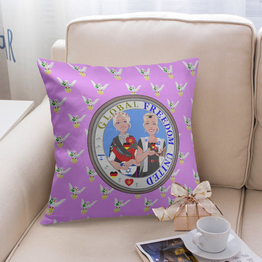 GLOBAL FREEDOM UNITED© Women ISRAEL & GERMANY Lilac 18'' Square Pillow Cover